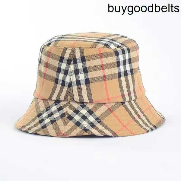 

designer brand hat westernized sunscreen spring and autumn network red pot hat new handsome network red slim b home plaid fashion universal, Blue;gray
