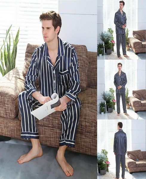 

pajama sets silk satin pijamas striped sleepwear home suit pyjama for lover man woman lovers039 clothes7773605, Black;brown