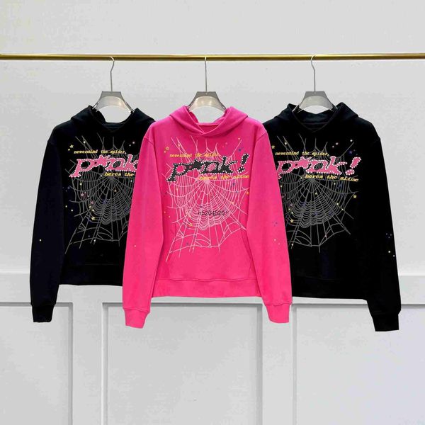 

men's and women's hoodies sweatshirts sweatpants fashion brand sp5der 55555 spider pink young streetwear thug angel heavy fabric w, Black