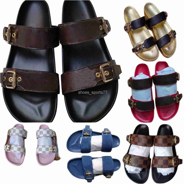 

slippers designer womens women slides slipper summer sandals mens luxurys designers real leather platform sandal flats fashion old flower sh, Black