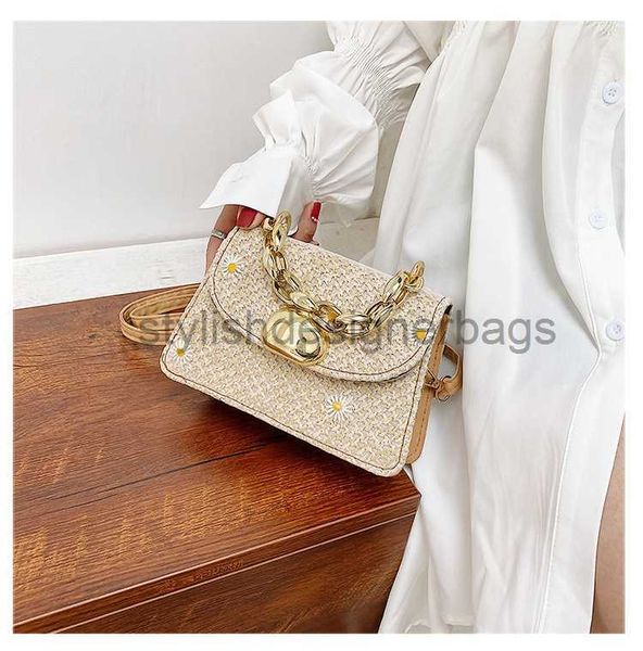 

shoulder bags autumn and winter small bag 2023 new fashionable small square bag woven one shoulder crossbody chain embroidered flower girl b
