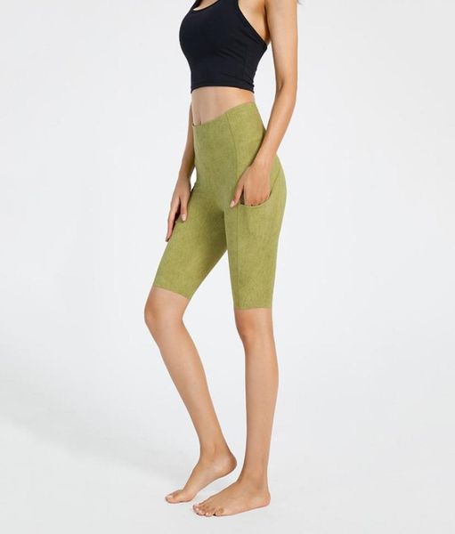 

summer leggings women shorts womens yoga pants fitness sports tights pockets high waist tie dye nude hips fivepoint9760456, Black