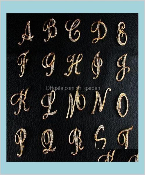 

fashion 26 english letter pins sparkling crystal silver plated alphabet uv3ex brooches x7ge13100938, Gray