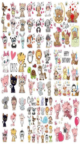 

notions iron on cute animal patches set for kids clothing diy t shirt hoodies applique vinyl unicorn heat transfer clothes sticker5159773, Black