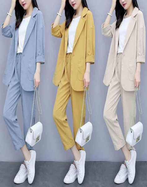 

women039s suits blazers twopiece suit jacket women summer thin section 2021 casual women13028418, White;black