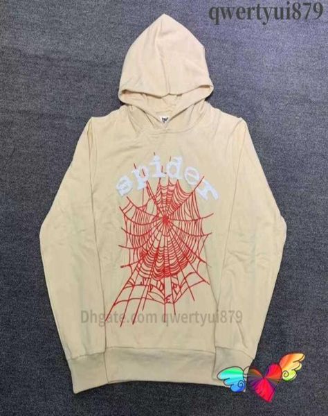 

men's hoodies sweatshirts khaki young thug hoodie 2023 men women 1 1 white foam print red cobweb hoodie hip hop pullovers sweatshirts 1, Black