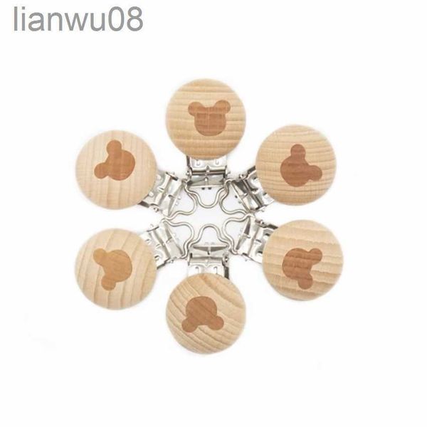 

pacifiers# 5pcs natural beech wood animal pacifier clips baby teether safety clasp diy nipple chain accessories x0804