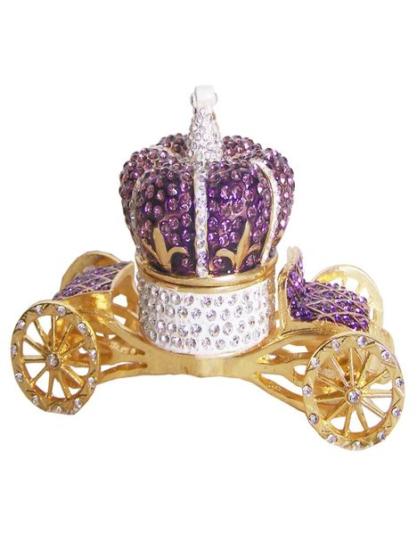 

crown carriage wedding favor bejeweled faberge trinket jewelry box unique vintage decor creative gift7866432, Black;white