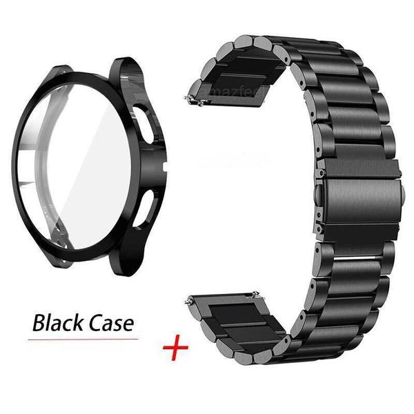 

for samsung galaxy watch 5 4 44mm 40mm strap case protector galaxy watch 4 classic 46mm 42mm metal bracelet active 2 band shell, Black;brown