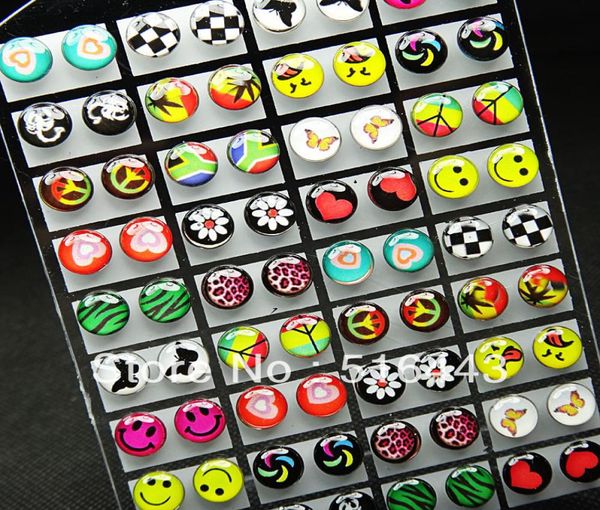 

72pcs mix style stainless steel fashion enamel stud earrings for womens mens whole jewelry lots a2151285469, Golden;silver