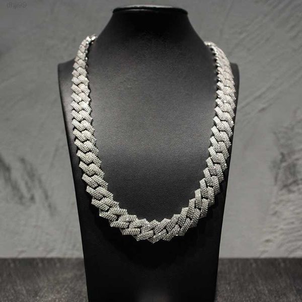 

pass diamond test chains for men iced out 15mm prong setting moissanite cuban link chain necklace 925 silver cuban chains