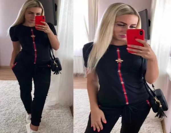 

summer fashion women printed sport suits shortsleeve shirts and pants two piece sets outfits suits tracksuits8220665, Gray