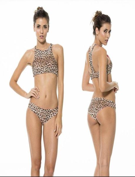 

open back leopard print briefs twopiece bikini split swimsuit8001330, White;black