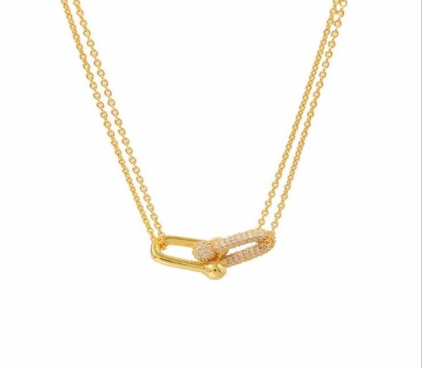 

new design brand heart love t pendant necklace stainless steel accessories zircon u type with crystal for women jewelry gift silve8245512, Silver