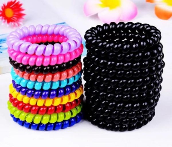 

telephone wire cord gum hair tie girls elastic pony tails holder candy color bracelet girl christmas gift6732174, Golden;silver