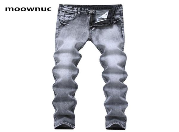 

2020 spring nostalgia style jeans men039s casual elastic slim fit trousers men jeans classic grey denim mens size 28382290289, Blue