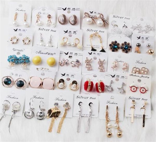 

10pairs lot mix style crystal fashion earring stud nail for diy craft jewelry gift pa02 274l6202751, Golden;silver