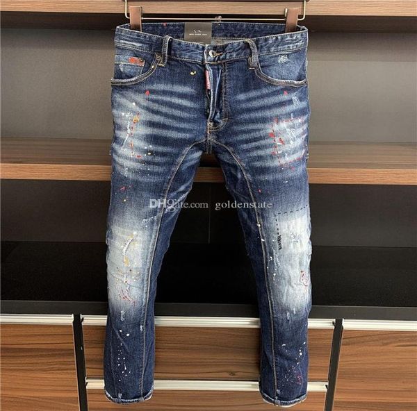 

ss20 new arrival d2 designer men denim cool guy jeans embroidery pants fashion holes trousers italy siz uareds 2s s dha8386907, Blue