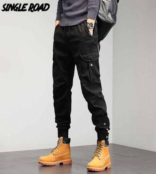 

mens cargo pants baggy button hip hop fashion techwear joggers male trousers streetwear casual 220422039447510, Black