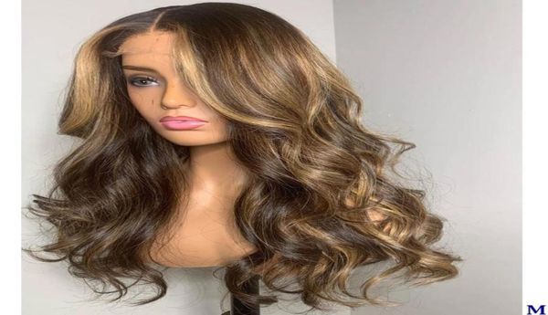 

lace wigs glueless 4x4 silk full human hair highlight bleached knots loose wave remy 150density for women preplucked2089627, Black;brown