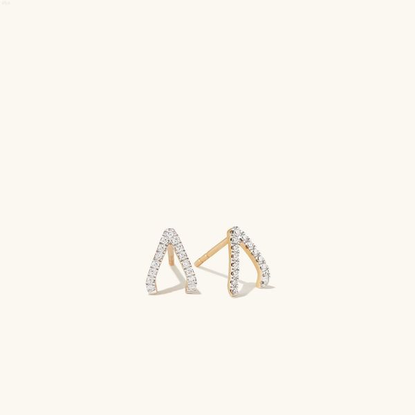 

aaa gems 2023 new arrival 14k pure gold diamond stud pave bone for, Golden