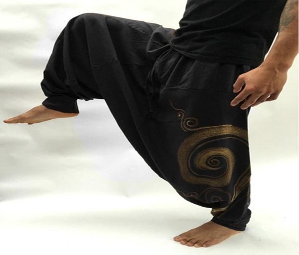 

men s casual elastic waist baggy hippie yoga harem pants men boho gypsy aladdin alibaba 2208081743110, Black