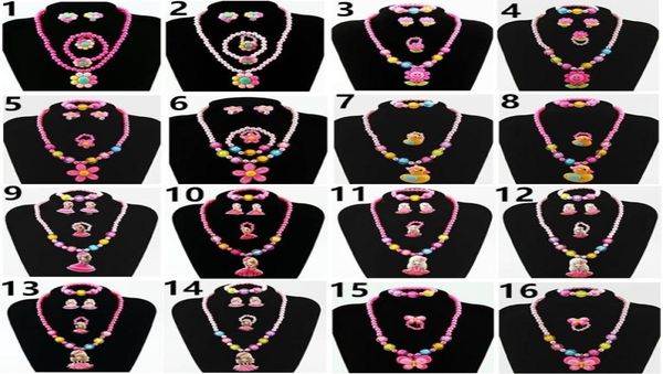 

new 10pcslot children039s jewelry sets chain plastic cartoon set four pieces bead bracelet earrings ring necklace6345808, Silver