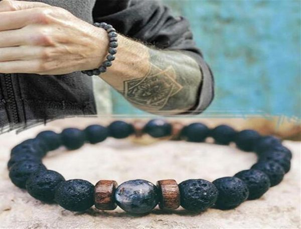 

luxury designer jewelry men bracelets natural moonstone bead tibetan buddha bracelet chakra lava stone diffuser bracelets5290501, Black