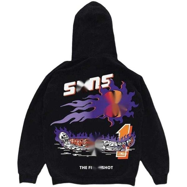 

warren hig stree sun basketball warm hooded hoodies lo mens womens fashion streetwear pullover sweatshirts loose clothing, Black