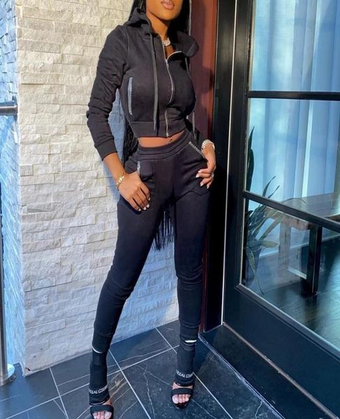 

fashion fall joggers 2 piece sets womens outfits long sleeve crop and pants matching sets women clothes sweatsuit6552714, Gray
