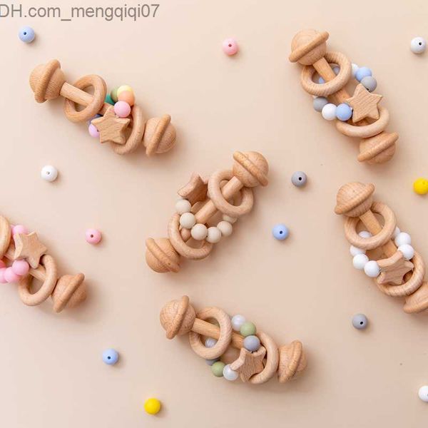 

pacifier holders clips# baby toys wooden ringing bell star hand teeth baby teeth music pacifier chain montessori education cart toy gifts z2