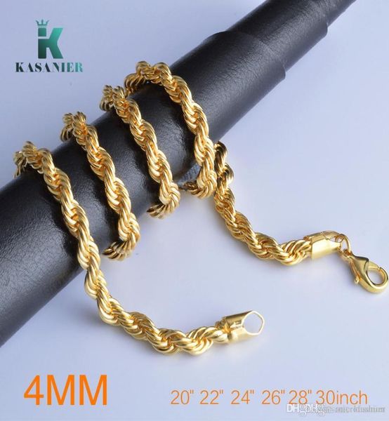 

10pcs 2030 inches in length for 4mm width classic necklace men jewelry necklace thin rope gold and silver chain fashion7997019