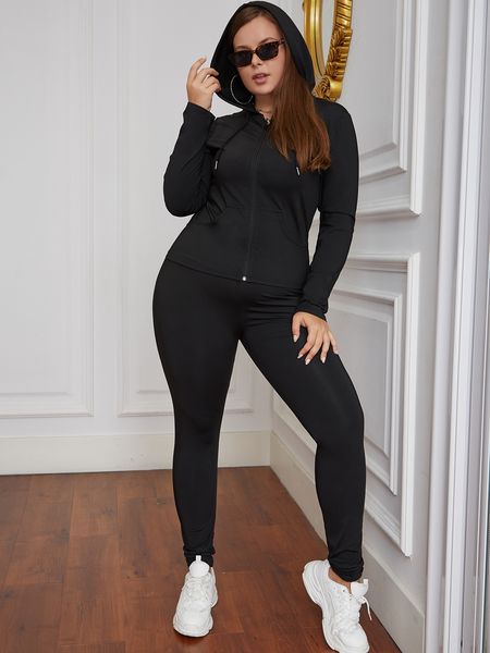 

women's plus size pants velproo hoodie sets steet activewear women 4xl panys suits 230804, Black
