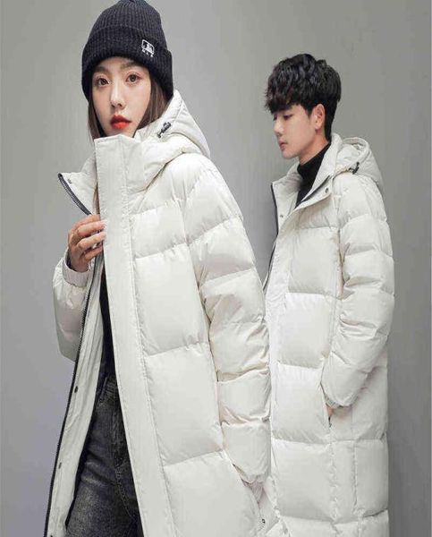 

fashion doudoune longue mens winter male white duck down jacket long coat korean warm hooded thick coats snow overcoat parkas t2206298594, Black
