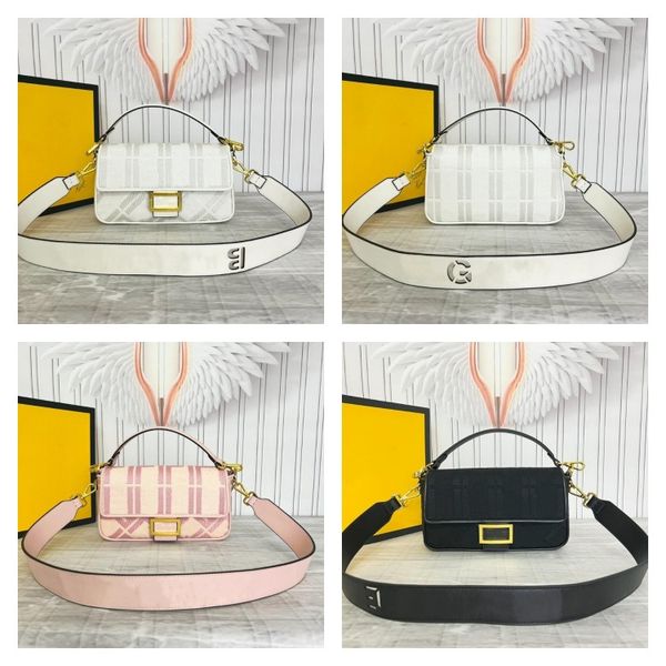 

designer embroidered baguette bag flap crossbody purse lady handbag fashion canvas hardware buckle genuine leather strap quality