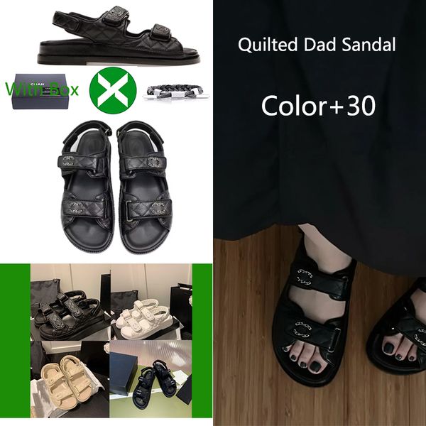 

sandals shoes designer slipper women dad sandal sliders crystal calf black leather casual quilted platform summer comfortable beach