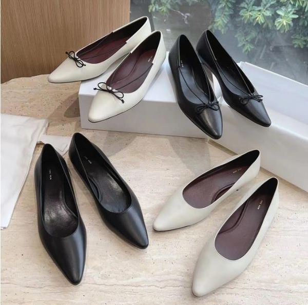 

women claudette leather shoes designer ballet flats shoes fashion soft leather soft sole shallow cut mary jane shoes loafer size 35-40, Black