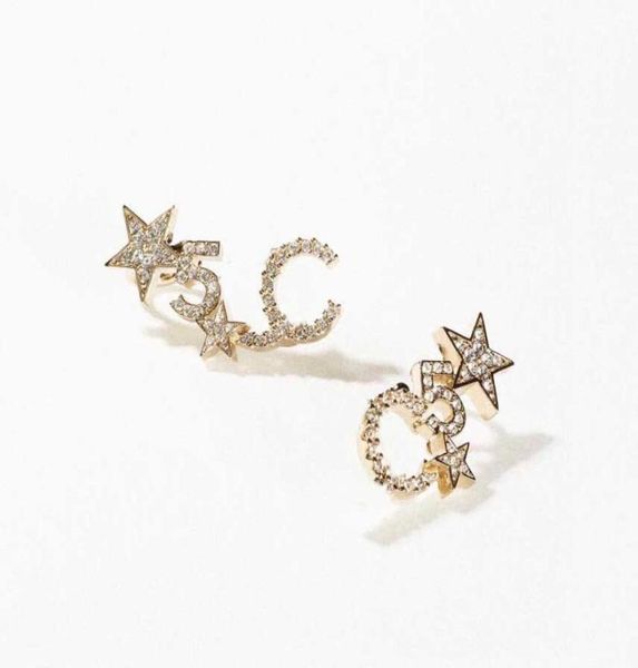 

2022 charm stud earring with diamond and star shape for women wedding jewelry gift hollow design have box stamp ps78023936750, Golden