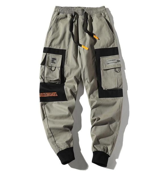 

men039s pants hip hop men multipocket elastic waist design harem pant street punk casual trousers joggers male cargo abz518750439, Black