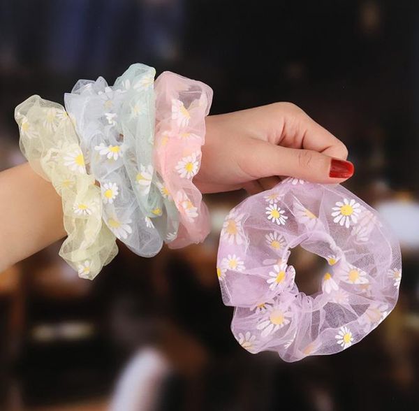 

organza hair scrunchies women plaid scrunchie elastic hair bands girls headwear rubber hair ties transparent ponytail holder1198945, Slivery;white