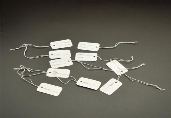 

1000pcs white paper tags with elastic string hang tags label for jewelry1731247