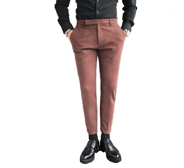 

men039s pants blackcoffee men brand slim fit casual dress solid simple business formal trousers clothing 36291269658, Black