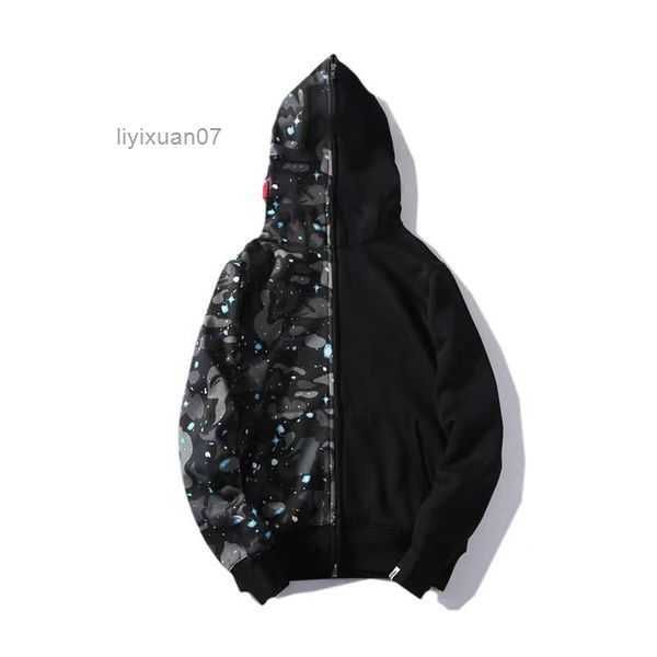 

ape shark mens women hoodies designer hoodie sweatshirts hoody oversized cotton full zip up sweaters hoodys embroidered cardigan oznb, Black