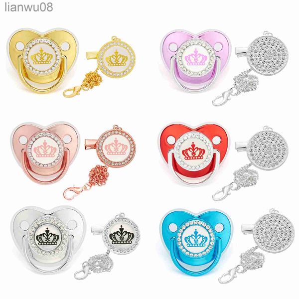 

pacifiers# 2023 newborn baby pacifier clips chain lids luxury bling bpa silicone pacifier holder teether dummy baby shower gifts x0804