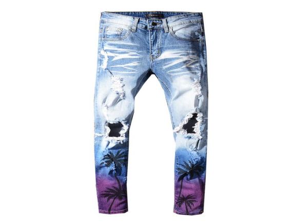 

mens 2020 designer denim new brand fashion luxury distressed biker print ripped jeans for 20ss men vintage patches hip hop streetw7276523, Blue