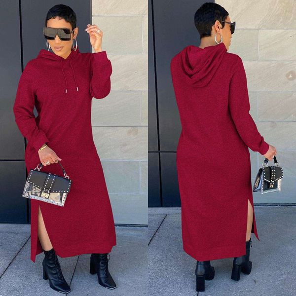 

womens fashion casual pure color hoodie dress, Black;gray