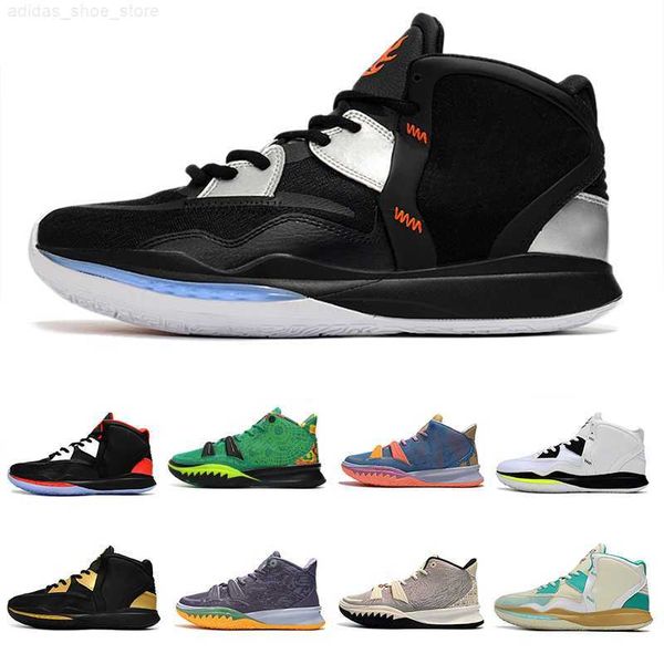 

basketball shoes kyries 8 viii 7s vii bred womens men ky-d horus pale ivory daybreak beach vibes sisterhood icons of sport citron pulse irvi, Black
