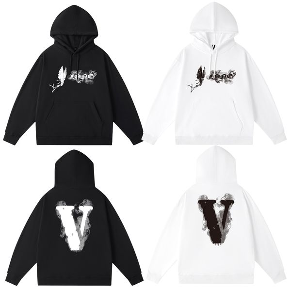 

vlone hoodies female couple loose street sweatshirts hip hop hoodie trend men's cotton casual letter printing v1236, Black