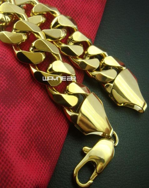 

heavy men039s 18k gold filled bracelet bangle 23cm length 75g b1637362637, Black