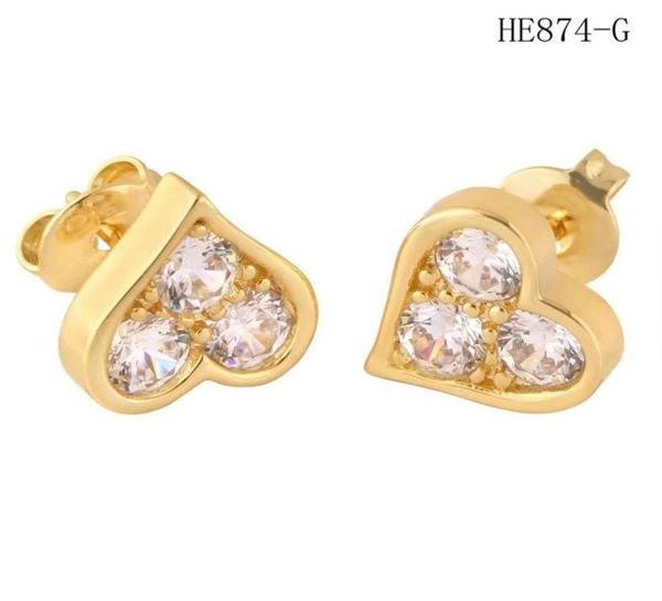 

micro inlay diamond earrings simple fashion earrings stainless steel material no allergy no fading women heart earrings whole257s5281657, Golden